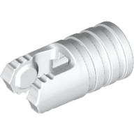 Hinge Cylinder 1 × 2 Locking with 2 Click Fingers and Axle Hole, 7 Teeth White
