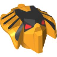 Minifig Head Special, Toa Mahri Hewkii / Jaller Head with Red Eyes (Hewki) Bright Light Orange