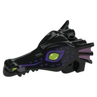 Animal Body Part, Dragon Head Long, Trans-Pink Fins on Side, Lime Eyes, Dark Purple Markings print Black