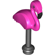 Animal, Bird, Flamingo with Dark Pink Body print Schwarz