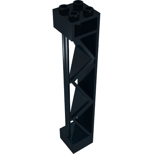 Support 2 × 2 × 10 Girder Triangular Vertical - Type 2 - Open Side Top, 1 Post & 1 Panel Black