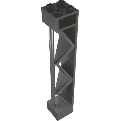 Support 2 × 2 × 10 Girder Triangular Vertical - Type 2 - Open Side Top, 1 Post & 1 Panel Dark Bluish Gray