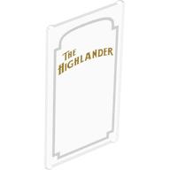 Glass for Window 1 × 4 × 6 with 'THE HIGHLANDER' and White Decorative Border Print Transparent