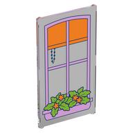Glass for Window 1 × 4 × 6 with Lavender Window, Orange Curtain, Plants print Transparent