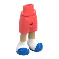 Minidoll Hips and Mid-Length Shorts with Warm Tan Legs, White/Blue Shoes print Coral