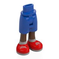 Minidoll Hips and Mid-Length Shorts with Reddish Brown Legs, Red Shoes, Light Bluish Grey Socks, Laces print Blau