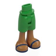 Minidoll Hips and Mid-Length Shorts with Medium Nougat Legs, Dark Blue Sandals print Hellgrün