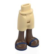 Minidoll Hips and Mid-Length Shorts with Umber Brown Legs, Dark Blue Sandals print Tan