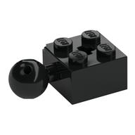 Technic Stein speziell 2 × 2 mit Kugel und Achsloch, mit 6 Löcher in Kugel Schwarz