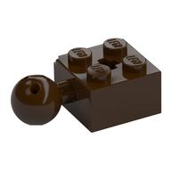 Technic Stein speziell 2 × 2 mit Kugel und Achsloch, mit 6 Löcher in Kugel Dunkelbraun