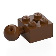 Technic Stein speziell 2 × 2 mit Kugel und Achsloch, mit 6 Löcher in Kugel Rotbraun