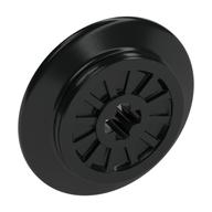 Train Wheel Spoked with Technic Axle Hole and Rubber Friction Band Schwarz