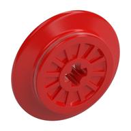 Train Wheel Spoked with Technic Axle Hole and Rubber Friction Band Red