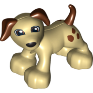 Duplo Animal Dog Large Paws with Brown Ears and Tail and Spots Tan
