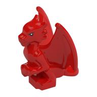 Creature, Dragon, Baby, Sitting with Black Eyes print Red