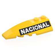 Brick Wedged, Curved 6 × 2 Left with White 'NACIONAL' on Black Background print Gelb