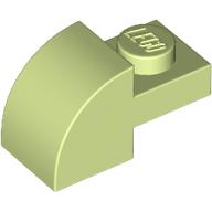 Bogenstein 1 × 2 × 1 mit gebogen oben Gelbgrün