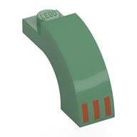 Brick Arch 1 × 3 × 1 2/3 Curved Top with 3 Dark Orange Stripes print Sandgrün