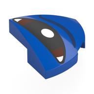 Brick Round Corner, Curved 2 × 2 × 2/3 Quarter Circle with Black/Dark Brown Eye, White Pupil, Left print Blue