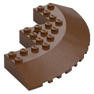Brick Round Corner 10 × 10 with Slope 33° Edge, Axle Hole, Facet Cutout Reddish Brown