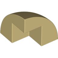 Brick Round Corner, Curved 2 × 2 × 1 2/3 Quarter Dome with 1 Cutout Tan
