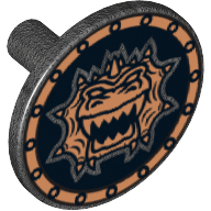 Shield Round Flat with Gold Dragon Head with Jagged Teeth Print Perltitan