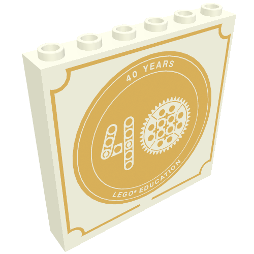 Panel 1 × 6 × 5 with Gold '40 YEARS LEGO EDUCATION' print White