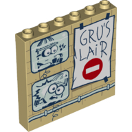 Panel 1 × 6 × 5 with Security Monitors, 'GRU'S LAIR' Poster Print Tan
