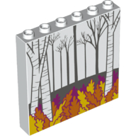Panel 1 × 6 × 5 with Forest, Tress, Autumn Leaves print Weiß