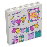 Panel 1 × 6 × 5 with Kitten Garlands, Drawing, Painting, Presents print White