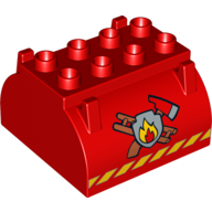 Duplo Container Tank Upper Section with Stripes and Fire Logo Print Red