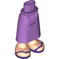 Minidoll Hips and Skirt with Ankles Lavender Apron, Dark Purple Sandals Medium Lavender