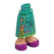 Minidoll Hips and Skirt with Ankles with Lime Trim, Magenta Drawings, Butterfly, Magenta Shoes print Dark Turquoise