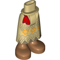 Minidoll Hips and Skirt with Ankles White Apron, Red Sash, Dark Tan/Orange Decorations, Nougat Feet print Beige