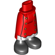 Minidoll Hips and Skirt with Ankles, Red Santa Suit, Gold Buttons, White Fur print Red