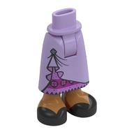 Minidoll Hips and Skirt with Ankles, Dress with Pin, Magenta Underdress, Medium Nougat Legs, Black Shoes Lavendel