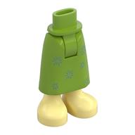 Minidoll Hips and Skirt with Ankles with Bright Light Yellow Feet, Silver Stars print Lime