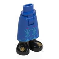 Minidoll Hips and Skirt with Ankles Flowers, Black Shoes with Gold Decorations print Blau