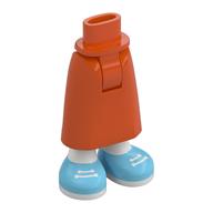 Minidoll Hips and Skirt with Ankles with Bright Light Blue Shoes, White Laces print Reddish Orange