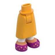 Minidoll Hips and Skirt with Ankles with White Pants, Medium Nougat Legs, Magenta Shoes with Orange Dots print Bright Light Orange