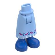Minidoll Hips and Skirt with Ankles with Magenta Goats, Blue Bells, White Dots, Blue Shoes print Leuchtendes Hellblau