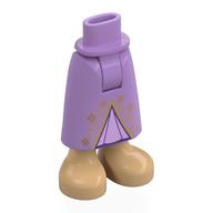 Minidoll Hips and Skirt with Exposed Ankles with Lavender Underdress, Gold Stars, Warm Tan Shoes print Mittellavendel