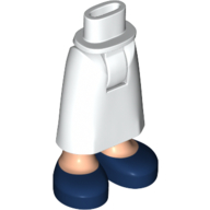 Minidoll Hips and Skirt with Ankles White Apron, Dark Blue Shoes White