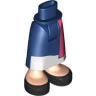 Minidoll Hips and Skirt with Ankles Dark Blue/White Dress, Coral Sash Dunkelblau