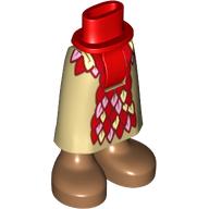 Minidoll Hips and Skirt with Ankles Tan, Red, and Pink Leaves Print Tan