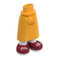Minidoll Hips and Skirt with Exposed Ankles with White Legs, Dark Red Shoes, White Laces print Bright Light Orange