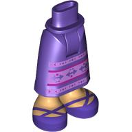 Minidoll Hips and Skirt with Exposed Ankles with Nougat Legs, Dark Purple Shoes, Lavender/Magenta Decorations print Dark Purple