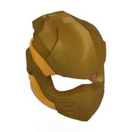 Helmet, Ninja with Wraps Bright Light Orange Pattern Perlgold