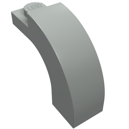 Stein Bogen 1 × 3 × 2 gebogen oben Hellgrau
