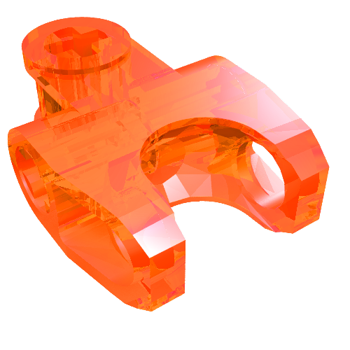 Technic Axle Connector 2 × 3 with Ball Socket, Closed Sides, Squared Ends Trans-Neon Orange